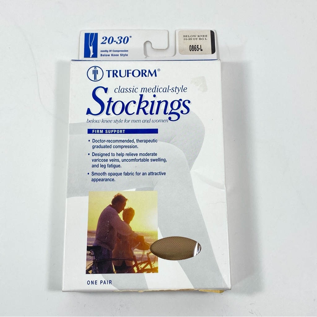 Truform Below Knee Large Medical Stockings 2030 Ot Mmhg Men Women Beige Firm